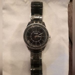 Fossil Women’s ES-2454 Black Crystals Semi-Transparent 37.8mm Watch